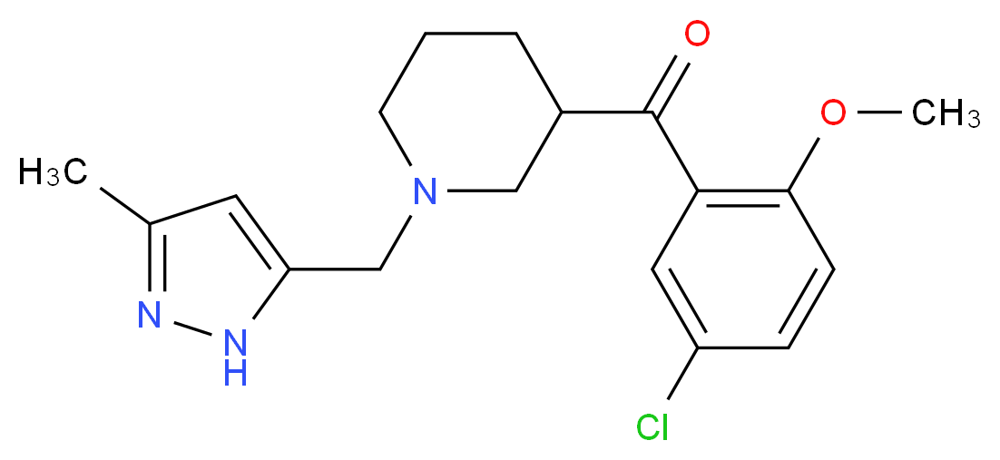 (5-chloro-2-methoxyphenyl){1-[(3-methyl-1H-pyrazol-5-yl)methyl]-3-piperidinyl}methanone_分子结构_CAS_)