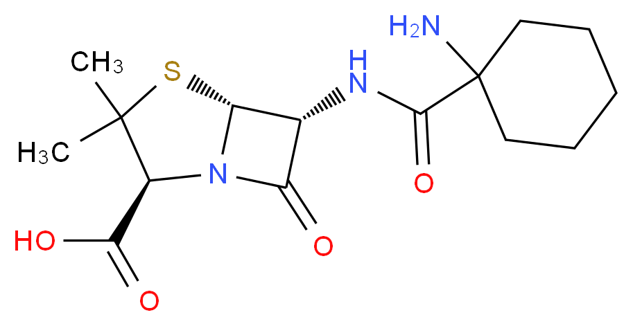 (2S,5R,6R)-6-(1-aminocyclohexaneamido)-3,3-dimethyl-7-oxo-4-thia-1-azabicyclo[3.2.0]heptane-2-carboxylic acid_分子结构_CAS_3485-14-1