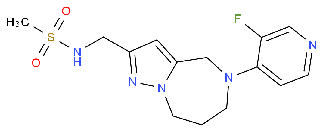 N-{[5-(3-fluoropyridin-4-yl)-5,6,7,8-tetrahydro-4H-pyrazolo[1,5-a][1,4]diazepin-2-yl]methyl}methanesulfonamide_分子结构_CAS_)
