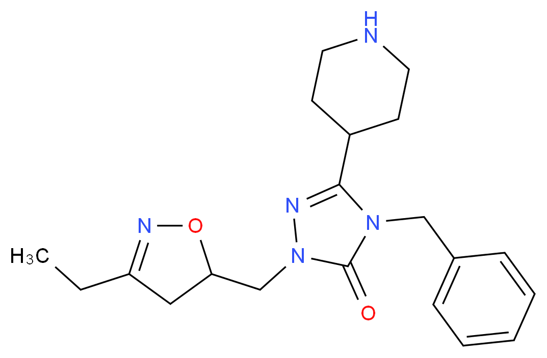 4-benzyl-2-[(3-ethyl-4,5-dihydroisoxazol-5-yl)methyl]-5-piperidin-4-yl-2,4-dihydro-3H-1,2,4-triazol-3-one_分子结构_CAS_)