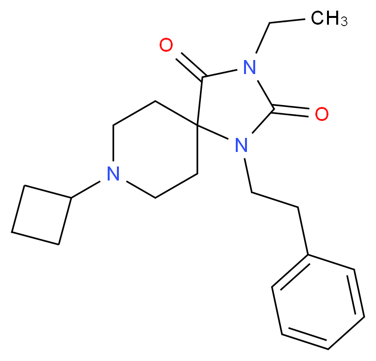 8-cyclobutyl-3-ethyl-1-(2-phenylethyl)-1,3,8-triazaspiro[4.5]decane-2,4-dione_分子结构_CAS_)
