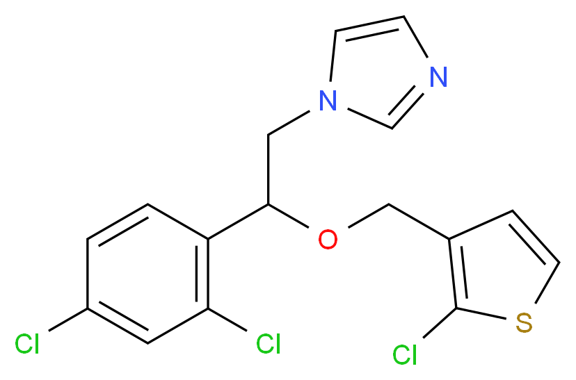 1-{2-[(2-chlorothiophen-3-yl)methoxy]-2-(2,4-dichlorophenyl)ethyl}-1H-imidazole_分子结构_CAS_65899-73-2