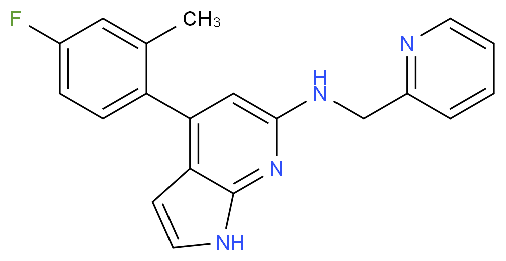 4-(4-fluoro-2-methylphenyl)-N-(pyridin-2-ylmethyl)-1H-pyrrolo[2,3-b]pyridin-6-amine_分子结构_CAS_)