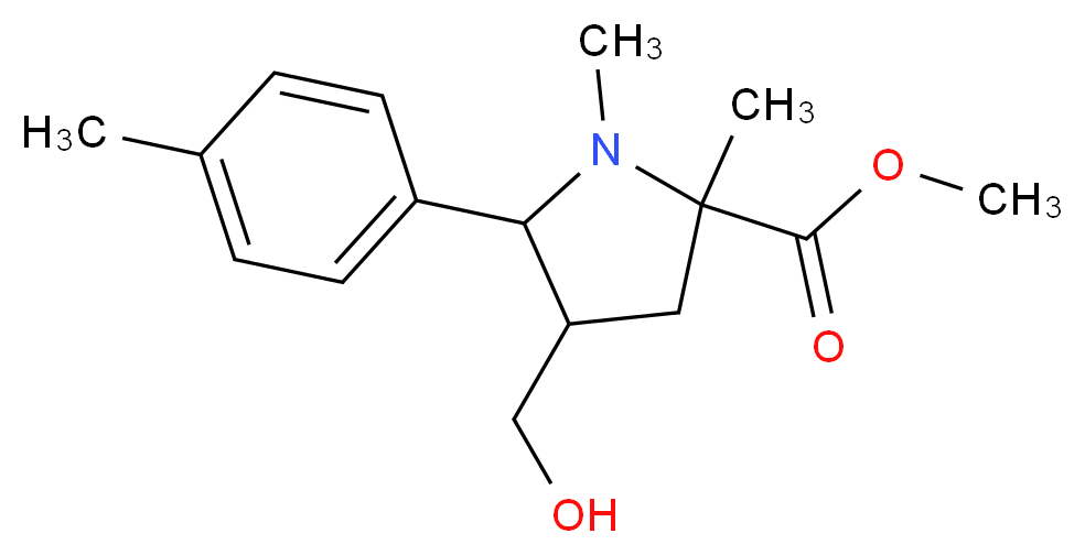 Methyl 4-(hydroxymethyl)-1,2-dimethyl-5-(4-methylphenyl)-2-pyrrolidinecarboxylate_分子结构_CAS_)