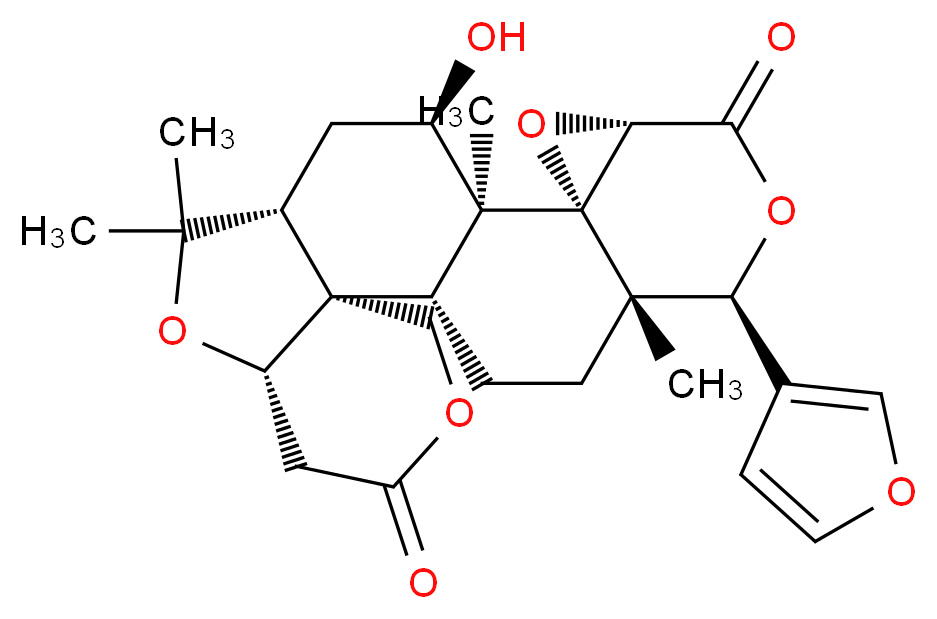 (1R,2R,7S,10R,12R,13S,14R,16S,19R,20S)-19-(furan-3-yl)-12-hydroxy-9,9,13,20-tetramethyl-4,8,15,18-tetraoxahexacyclo[11.9.0.0<sup>2</sup>,<sup>7</sup>.0<sup>2</sup>,<sup>1</sup><sup>0</sup>.0<sup>1</sup><sup>4</sup>,<sup>1</sup><sup>6</sup>.0<sup>1</sup><sup>4</sup>,<sup>2</sup><sup>0</sup>]docosane-5,17-dione_分子结构_CAS_989-61-7