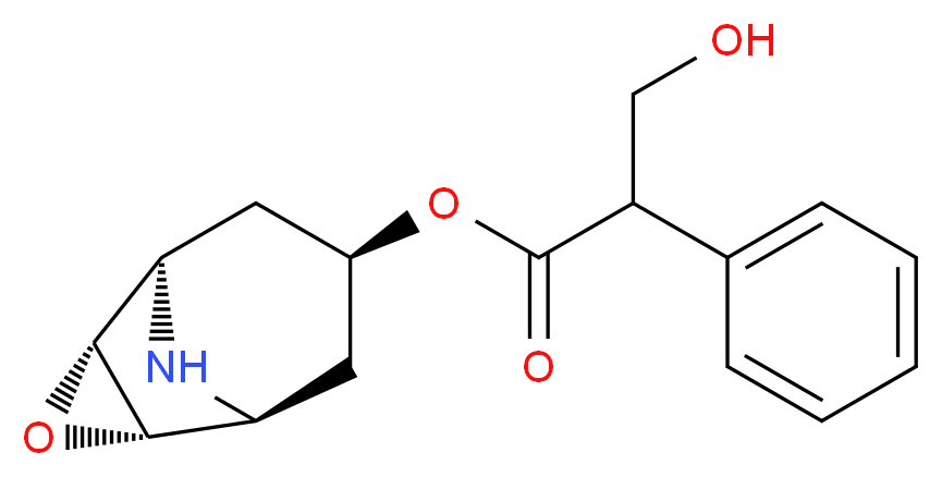 (1R,2R,4S,5S,7S)-3-oxa-9-azatricyclo[3.3.1.0<sup>2</sup>,<sup>4</sup>]nonan-7-yl 3-hydroxy-2-phenylpropanoate_分子结构_CAS_4684-28-0