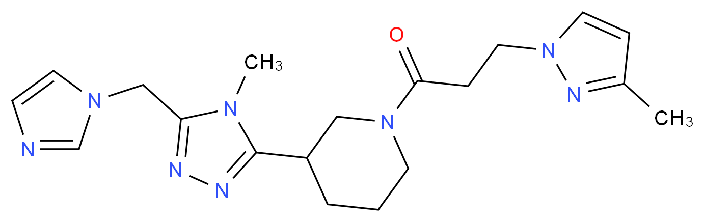 3-[5-(1H-imidazol-1-ylmethyl)-4-methyl-4H-1,2,4-triazol-3-yl]-1-[3-(3-methyl-1H-pyrazol-1-yl)propanoyl]piperidine_分子结构_CAS_)