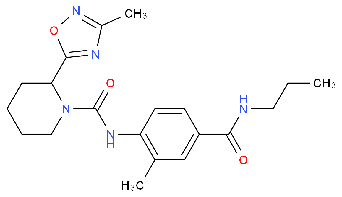2-(3-methyl-1,2,4-oxadiazol-5-yl)-N-{2-methyl-4-[(propylamino)carbonyl]phenyl}piperidine-1-carboxamide_分子结构_CAS_)