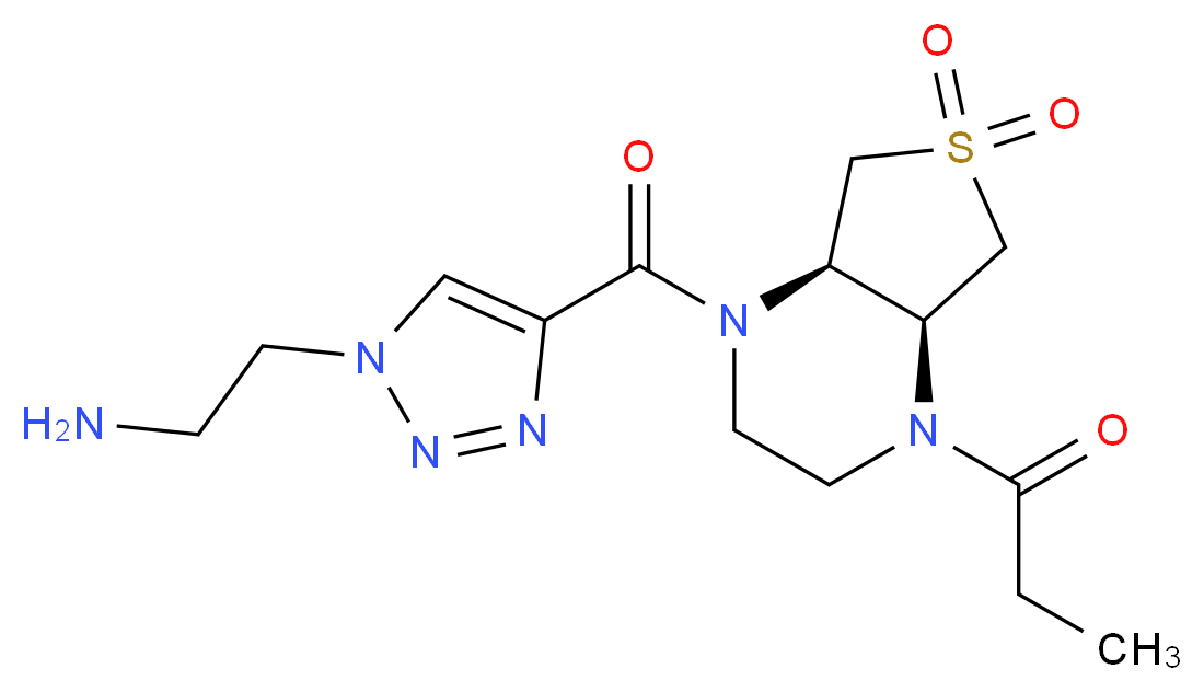 2-(4-{[(4aS*,7aR*)-6,6-dioxido-4-propionylhexahydrothieno[3,4-b]pyrazin-1(2H)-yl]carbonyl}-1H-1,2,3-triazol-1-yl)ethanamine_分子结构_CAS_)