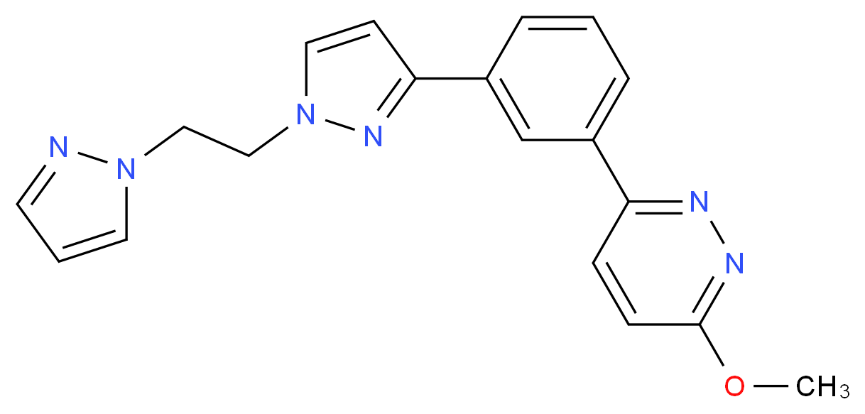 3-methoxy-6-(3-{1-[2-(1H-pyrazol-1-yl)ethyl]-1H-pyrazol-3-yl}phenyl)pyridazine_分子结构_CAS_)