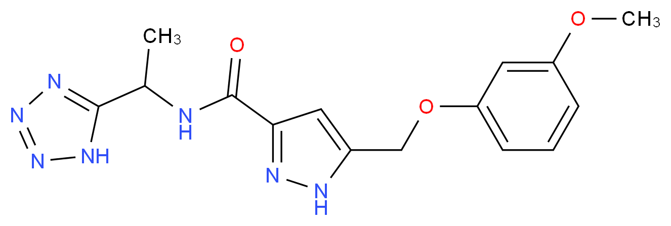 5-[(3-methoxyphenoxy)methyl]-N-[1-(1H-tetrazol-5-yl)ethyl]-1H-pyrazole-3-carboxamide_分子结构_CAS_)