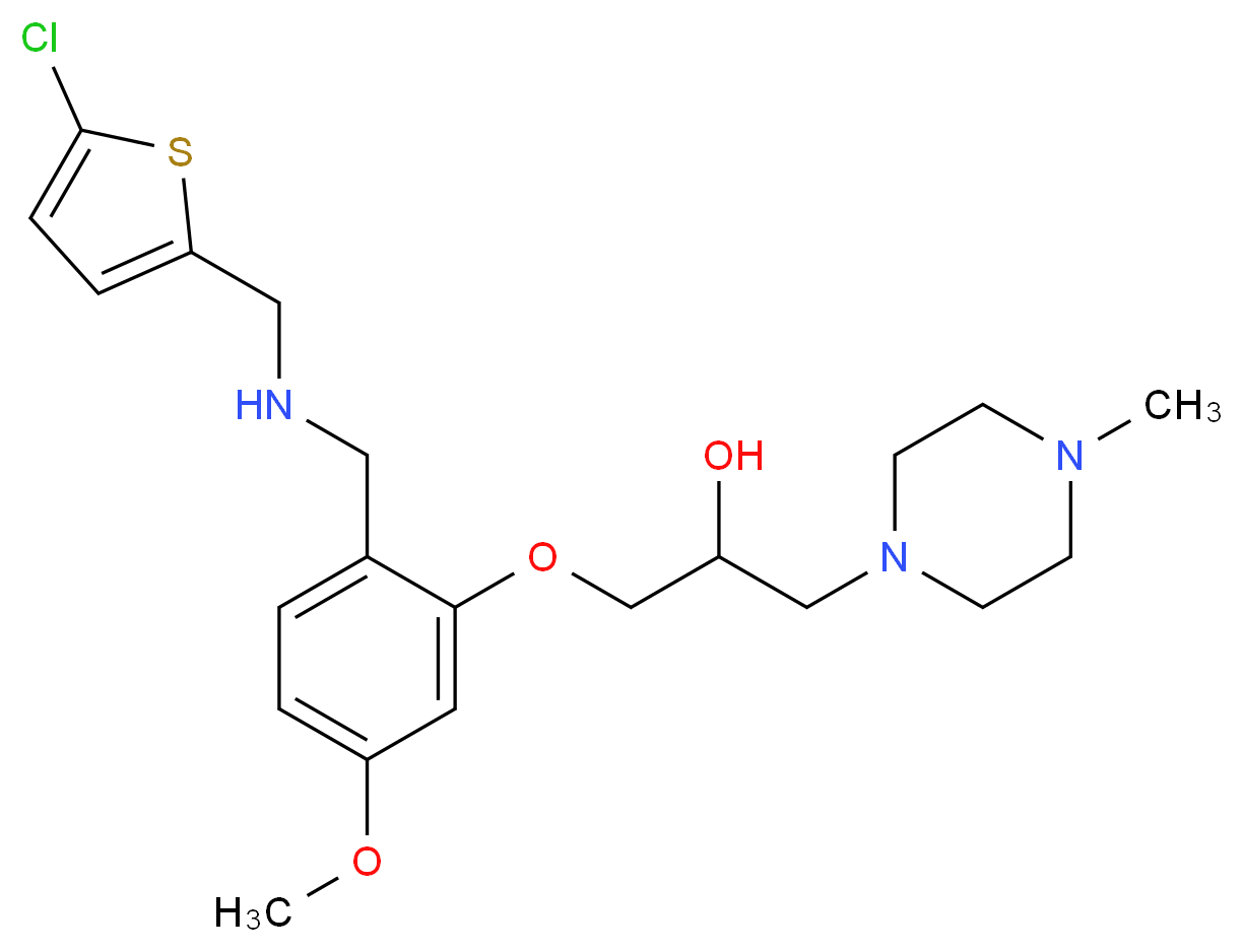 1-[2-({[(5-chloro-2-thienyl)methyl]amino}methyl)-5-methoxyphenoxy]-3-(4-methyl-1-piperazinyl)-2-propanol_分子结构_CAS_)