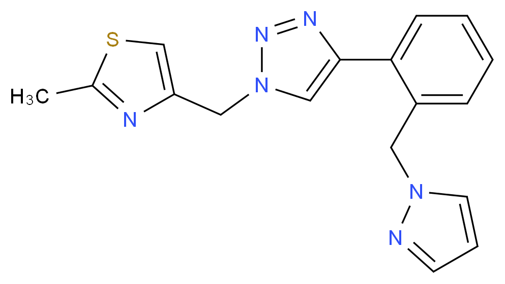 1-[(2-methyl-1,3-thiazol-4-yl)methyl]-4-[2-(1H-pyrazol-1-ylmethyl)phenyl]-1H-1,2,3-triazole_分子结构_CAS_)