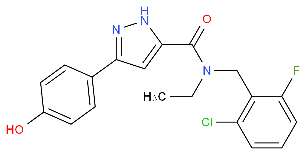 N-(2-chloro-6-fluorobenzyl)-N-ethyl-3-(4-hydroxyphenyl)-1H-pyrazole-5-carboxamide_分子结构_CAS_)