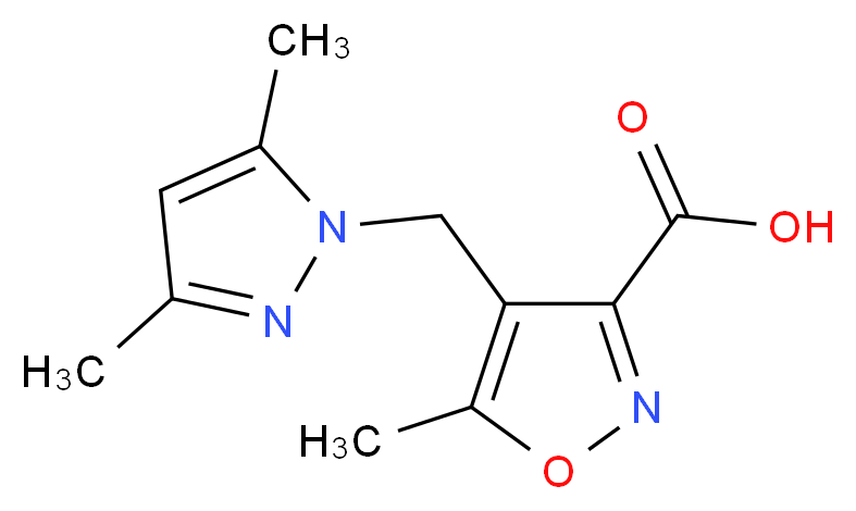 4-(3,5-Dimethyl-pyrazol-1-ylmethyl)-5-methyl-isoxazole-3-carboxylic acid_分子结构_CAS_)