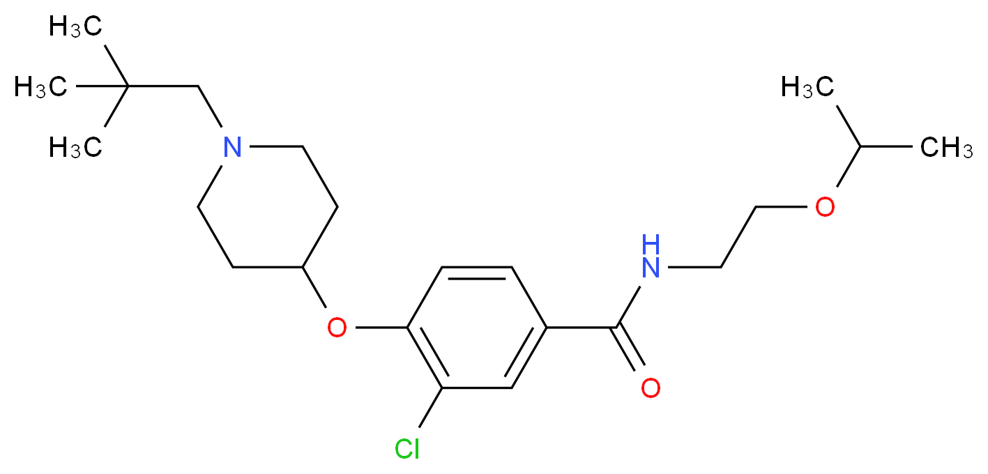 3-chloro-4-{[1-(2,2-dimethylpropyl)-4-piperidinyl]oxy}-N-(2-isopropoxyethyl)benzamide_分子结构_CAS_)