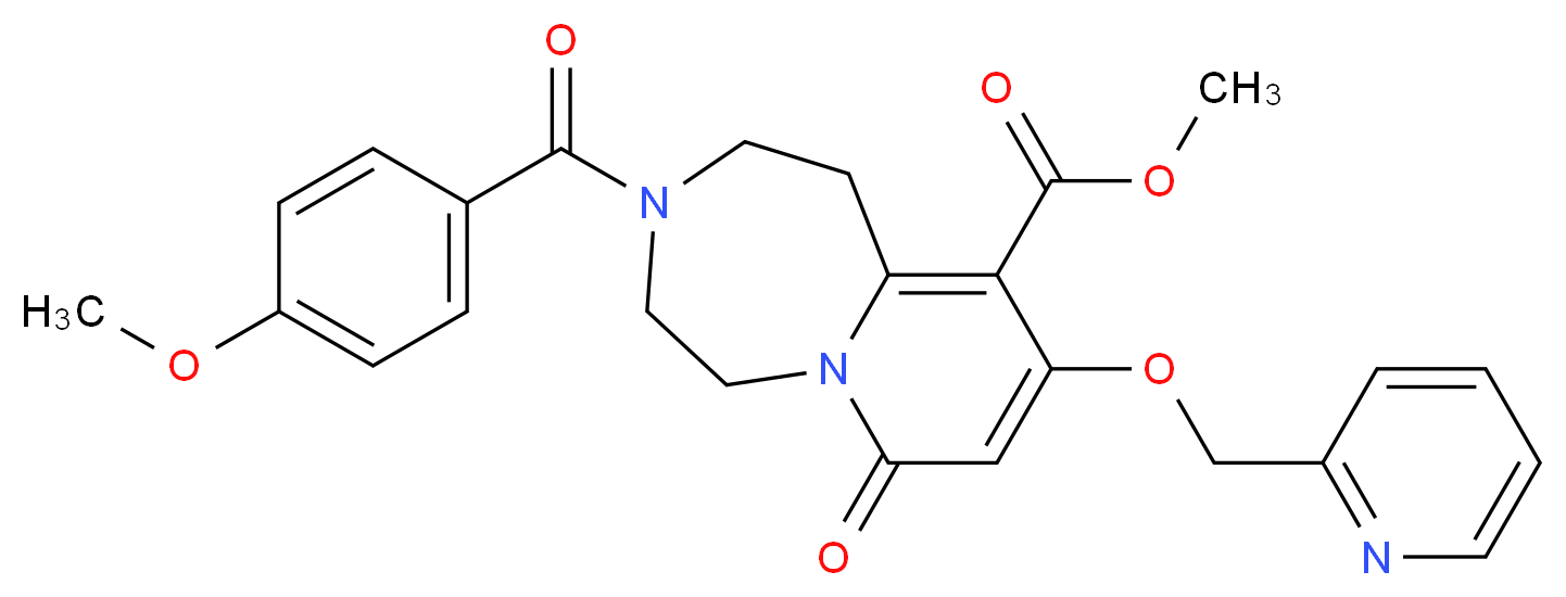 methyl 3-(4-methoxybenzoyl)-7-oxo-9-(2-pyridinylmethoxy)-1,2,3,4,5,7-hexahydropyrido[1,2-d][1,4]diazepine-10-carboxylate_分子结构_CAS_)