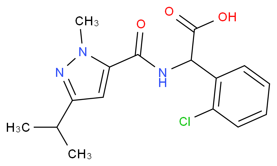 (2-chlorophenyl){[(3-isopropyl-1-methyl-1H-pyrazol-5-yl)carbonyl]amino}acetic acid_分子结构_CAS_)