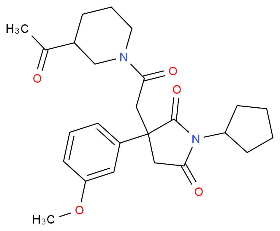 3-[2-(3-acetyl-1-piperidinyl)-2-oxoethyl]-1-cyclopentyl-3-(3-methoxyphenyl)-2,5-pyrrolidinedione_分子结构_CAS_)
