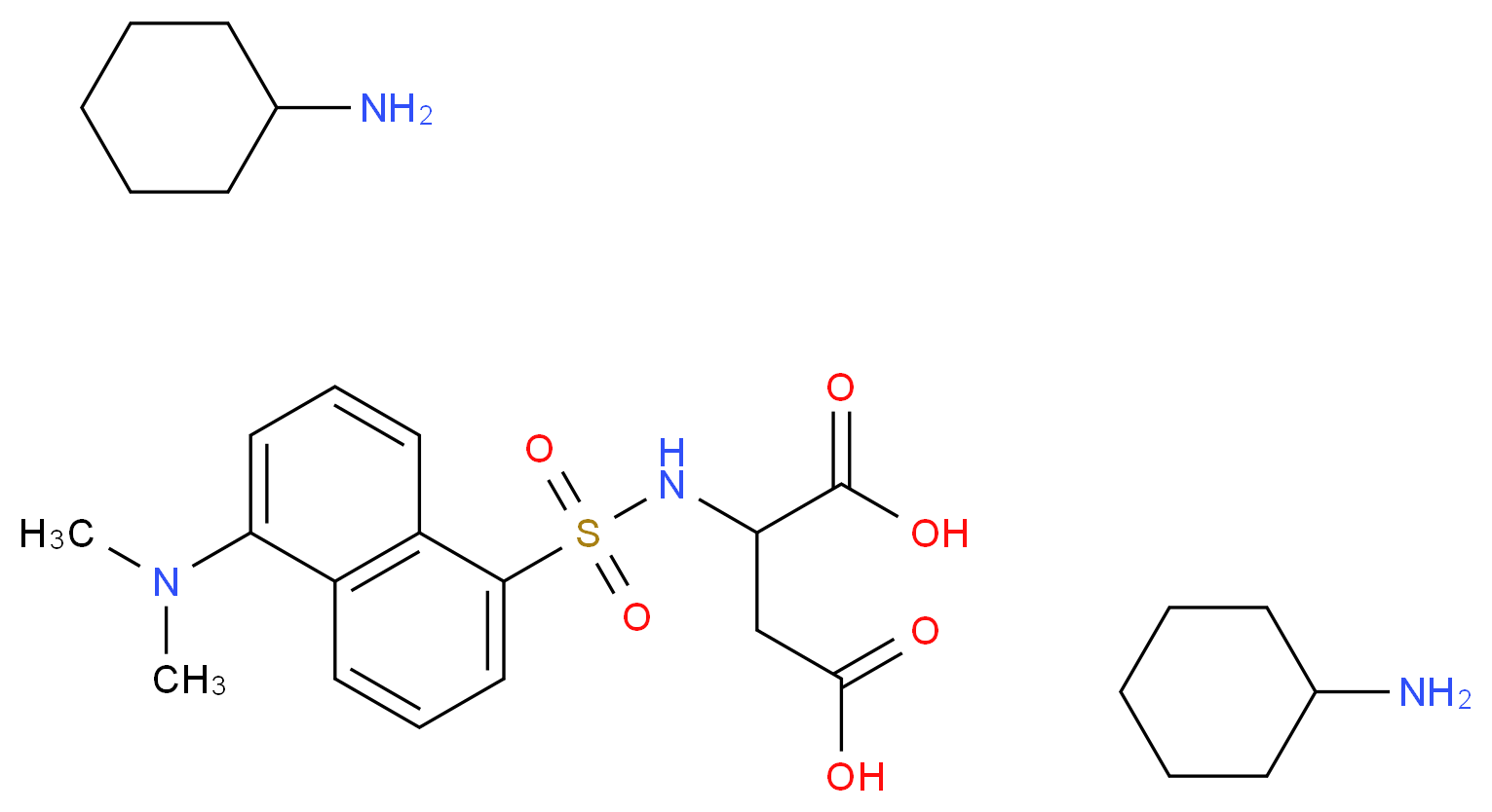 2-[5-(dimethylamino)naphthalene-1-sulfonamido]butanedioic acid; bis(cyclohexanamine)_分子结构_CAS_102783-64-2