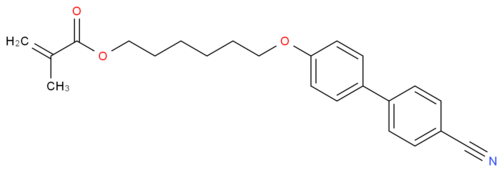 6-[4-(4-氰基苯基)苯氧基]己基甲基丙烯酸酯_分子结构_CAS_117318-91-9)