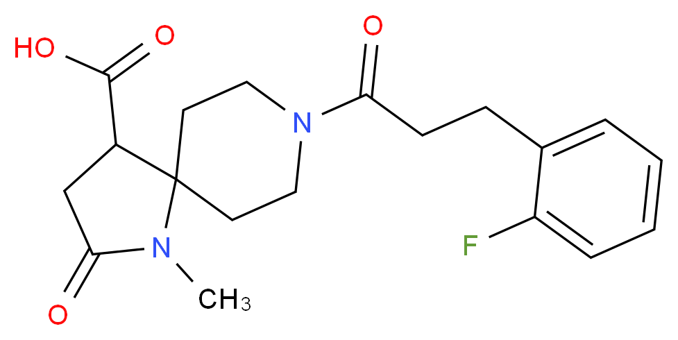 8-[3-(2-fluorophenyl)propanoyl]-1-methyl-2-oxo-1,8-diazaspiro[4.5]decane-4-carboxylic acid_分子结构_CAS_)