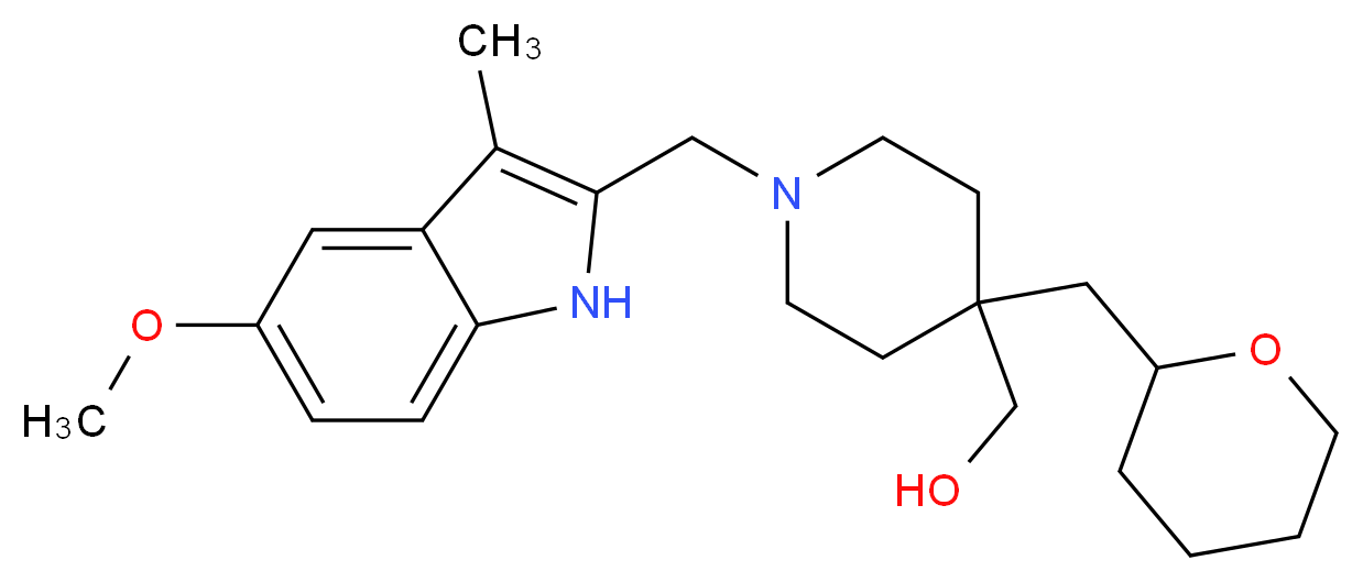 [1-[(5-methoxy-3-methyl-1H-indol-2-yl)methyl]-4-(tetrahydro-2H-pyran-2-ylmethyl)-4-piperidinyl]methanol_分子结构_CAS_)