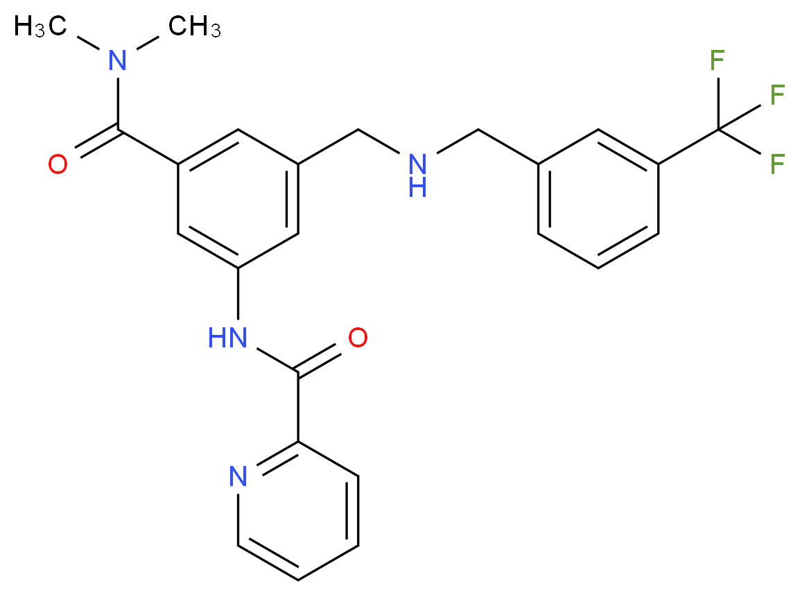 N-[3-[(dimethylamino)carbonyl]-5-({[3-(trifluoromethyl)benzyl]amino}methyl)phenyl]-2-pyridinecarboxamide_分子结构_CAS_)