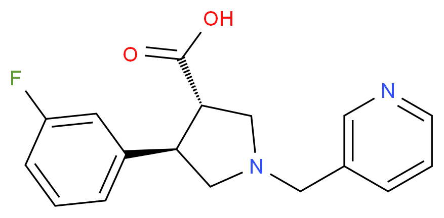 (3S*,4R*)-4-(3-fluorophenyl)-1-(pyridin-3-ylmethyl)pyrrolidine-3-carboxylic acid_分子结构_CAS_)