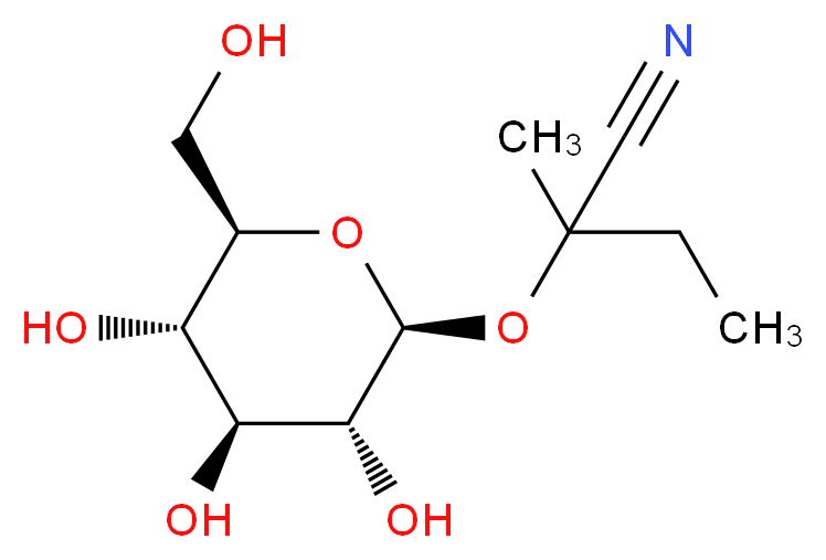 2-methyl-2-{[(2S,3R,4S,5S,6R)-3,4,5-trihydroxy-6-(hydroxymethyl)oxan-2-yl]oxy}butanenitrile_分子结构_CAS_534-67-8