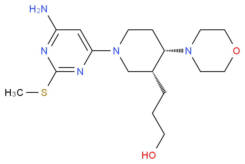 3-{(3R*,4S*)-1-[6-amino-2-(methylthio)pyrimidin-4-yl]-4-morpholin-4-ylpiperidin-3-yl}propan-1-ol_分子结构_CAS_)