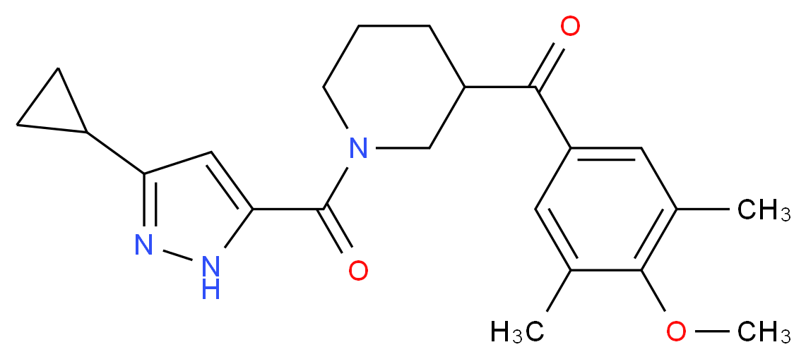 {1-[(3-cyclopropyl-1H-pyrazol-5-yl)carbonyl]-3-piperidinyl}(4-methoxy-3,5-dimethylphenyl)methanone_分子结构_CAS_)