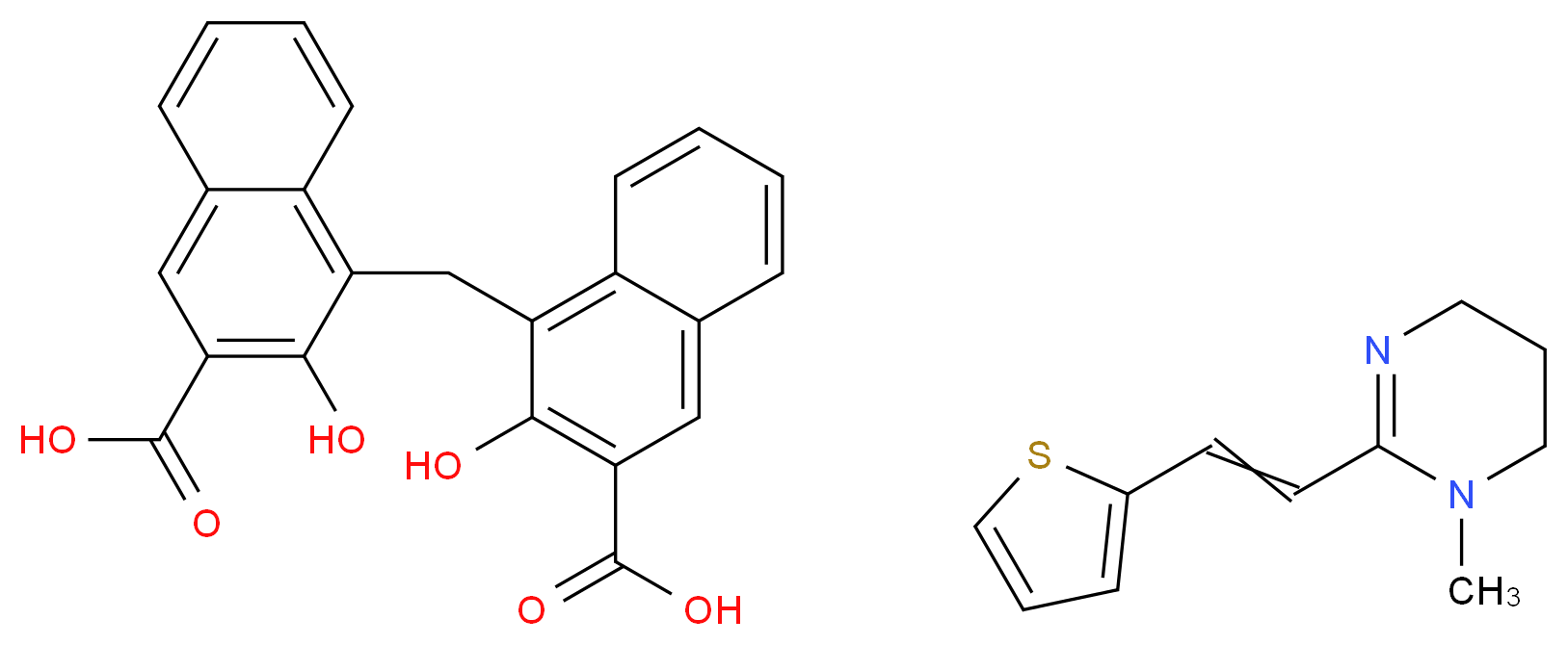 双羟萘酸噻嘧啶_分子结构_CAS_22204-24-6)