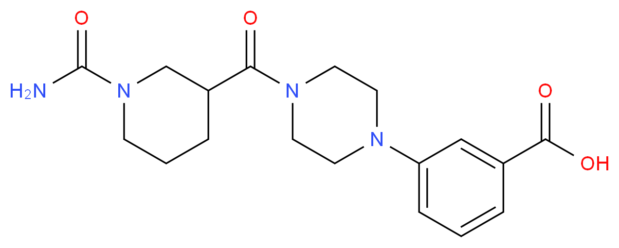 3-(4-{[1-(aminocarbonyl)-3-piperidinyl]carbonyl}-1-piperazinyl)benzoic acid_分子结构_CAS_)