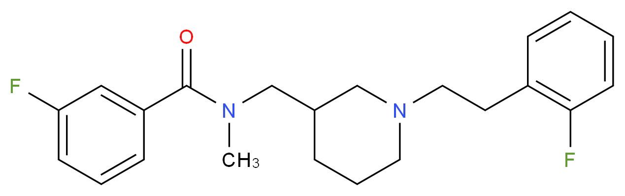 3-fluoro-N-({1-[2-(2-fluorophenyl)ethyl]-3-piperidinyl}methyl)-N-methylbenzamide_分子结构_CAS_)