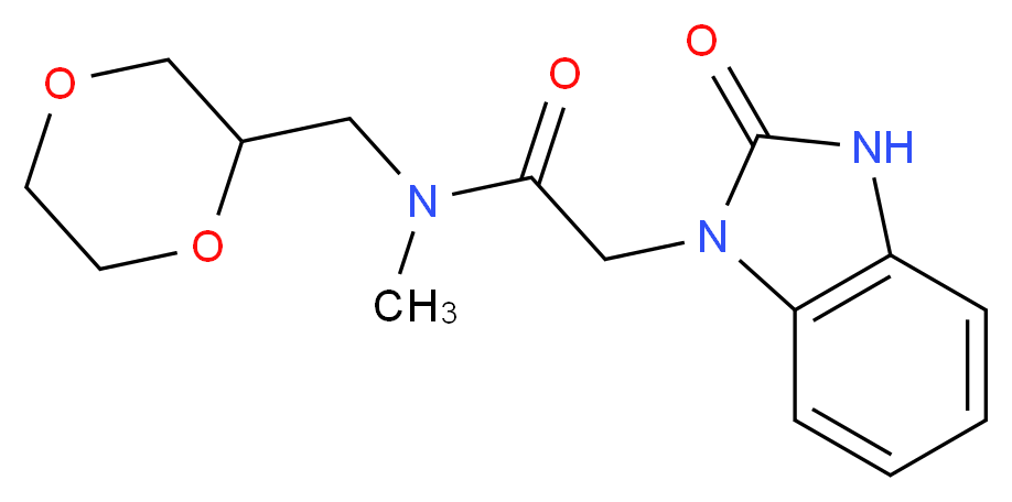 N-(1,4-dioxan-2-ylmethyl)-N-methyl-2-(2-oxo-2,3-dihydro-1H-benzimidazol-1-yl)acetamide_分子结构_CAS_)