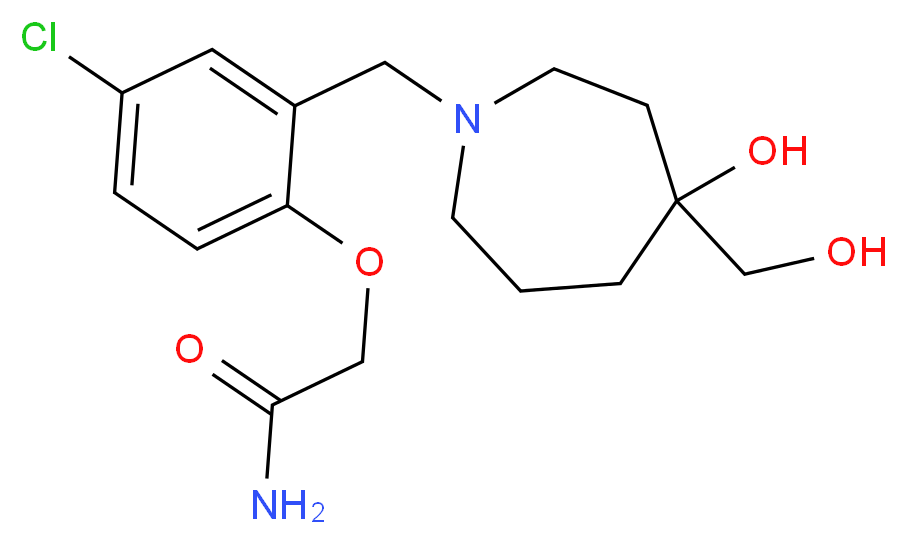 2-(4-chloro-2-{[4-hydroxy-4-(hydroxymethyl)-1-azepanyl]methyl}phenoxy)acetamide_分子结构_CAS_)