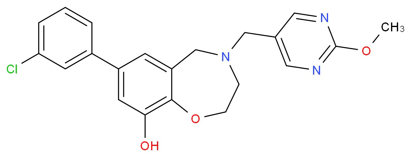 7-(3-chlorophenyl)-4-[(2-methoxypyrimidin-5-yl)methyl]-2,3,4,5-tetrahydro-1,4-benzoxazepin-9-ol_分子结构_CAS_)