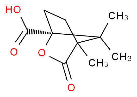 (1S)-4,7,7-trimethyl-3-oxo-2-oxabicyclo[2.2.1]heptane-1-carboxylic acid_分子结构_CAS_13429-83-9