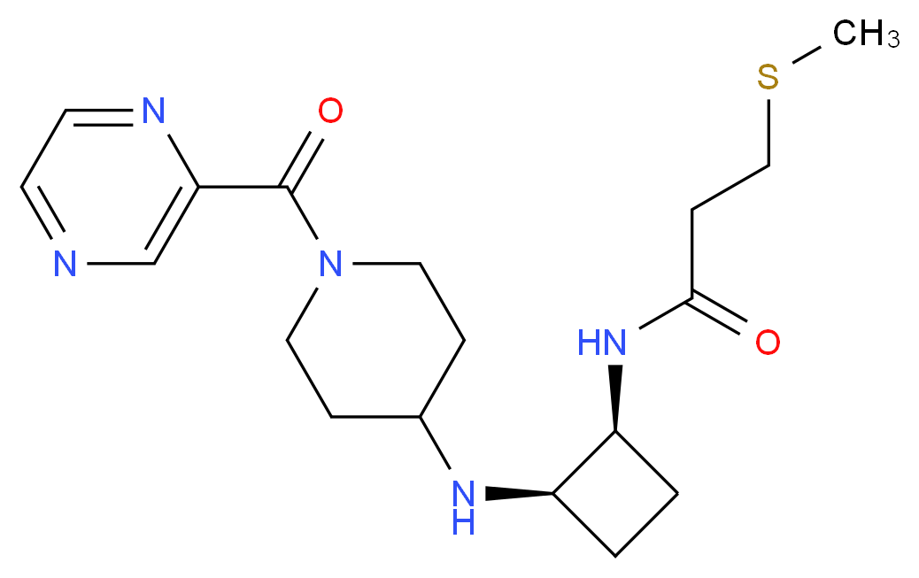 3-(methylthio)-N-((1S*,2R*)-2-{[1-(2-pyrazinylcarbonyl)-4-piperidinyl]amino}cyclobutyl)propanamide_分子结构_CAS_)