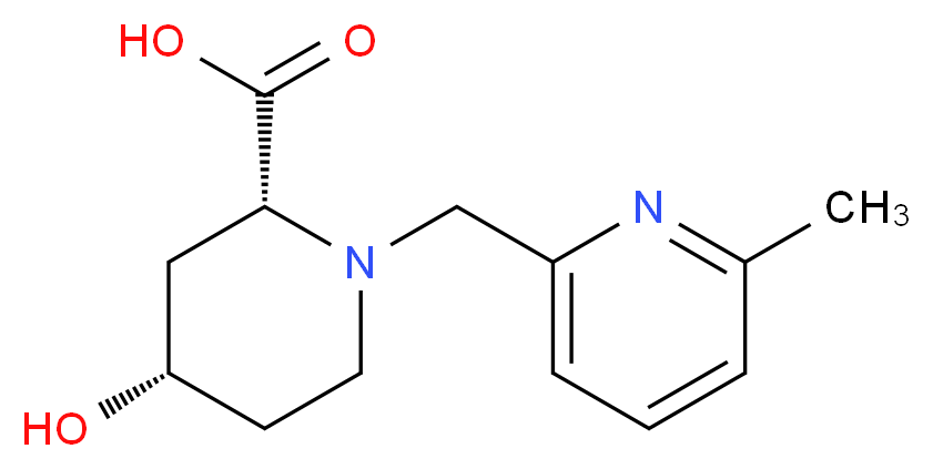 (2R*,4S*)-4-hydroxy-1-[(6-methylpyridin-2-yl)methyl]piperidine-2-carboxylic acid_分子结构_CAS_)