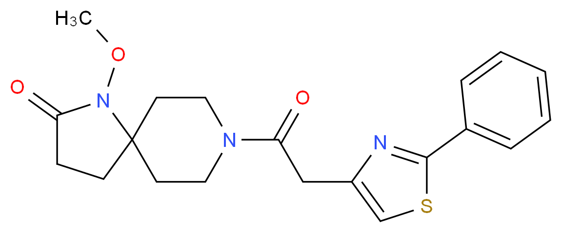 1-methoxy-8-[(2-phenyl-1,3-thiazol-4-yl)acetyl]-1,8-diazaspiro[4.5]decan-2-one_分子结构_CAS_)