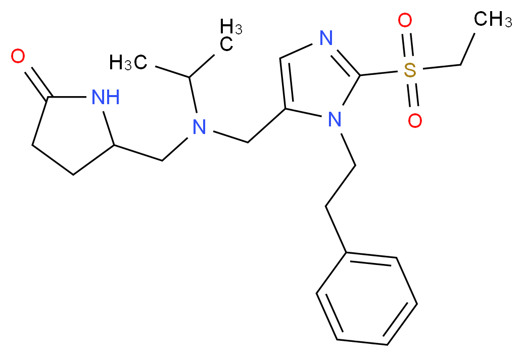 5-{[{[2-(ethylsulfonyl)-1-(2-phenylethyl)-1H-imidazol-5-yl]methyl}(isopropyl)amino]methyl}-2-pyrrolidinone_分子结构_CAS_)