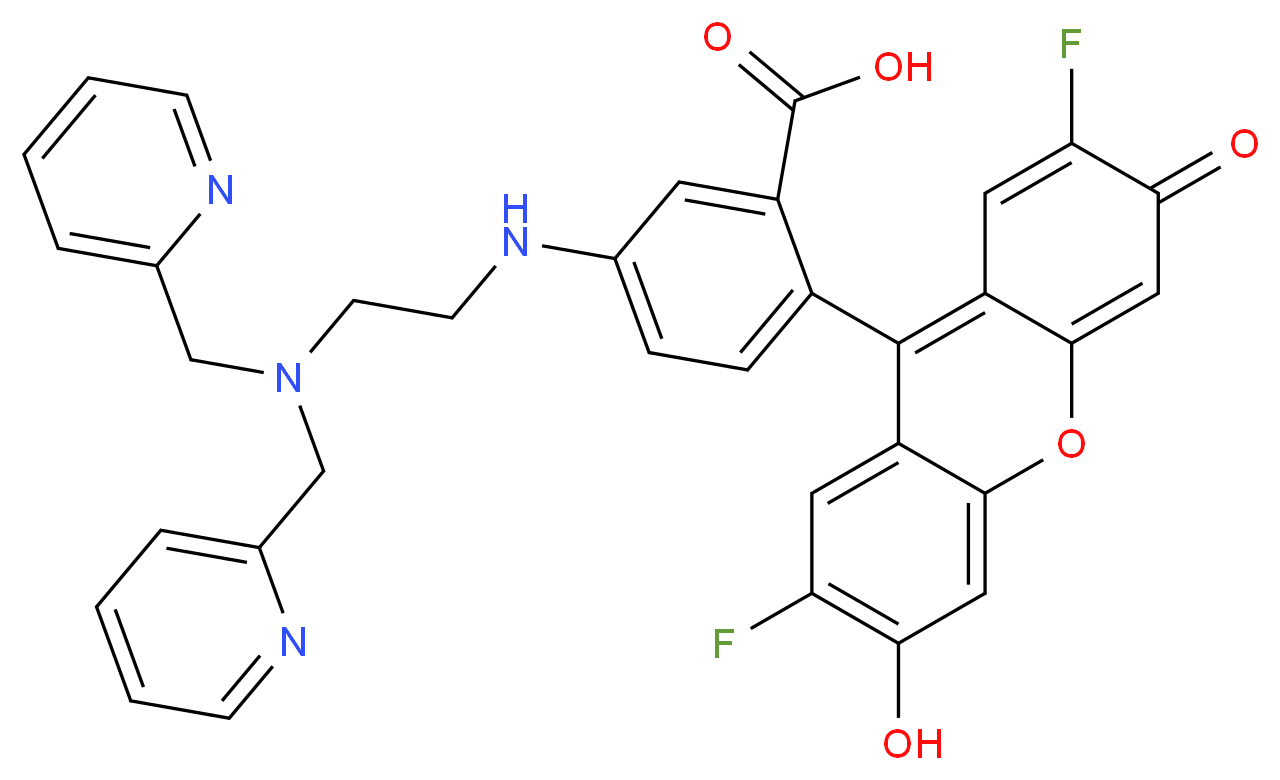 5-({2-[bis(pyridin-2-ylmethyl)amino]ethyl}amino)-2-(2,7-difluoro-6-hydroxy-3-oxo-3H-xanthen-9-yl)benzoic acid_分子结构_CAS_443302-08-7