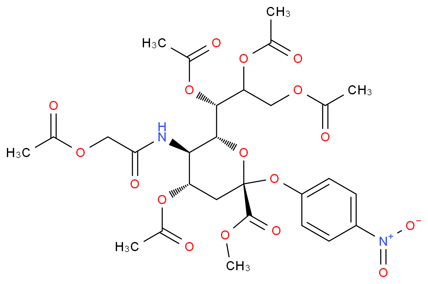 2-O-(p-Nitrophenyl)-4,7,8,9-tetra-O-acetyl-α-D-N-acetylglycolylneuraminic Acid Methyl Ester_分子结构_CAS_1000890-49-2)