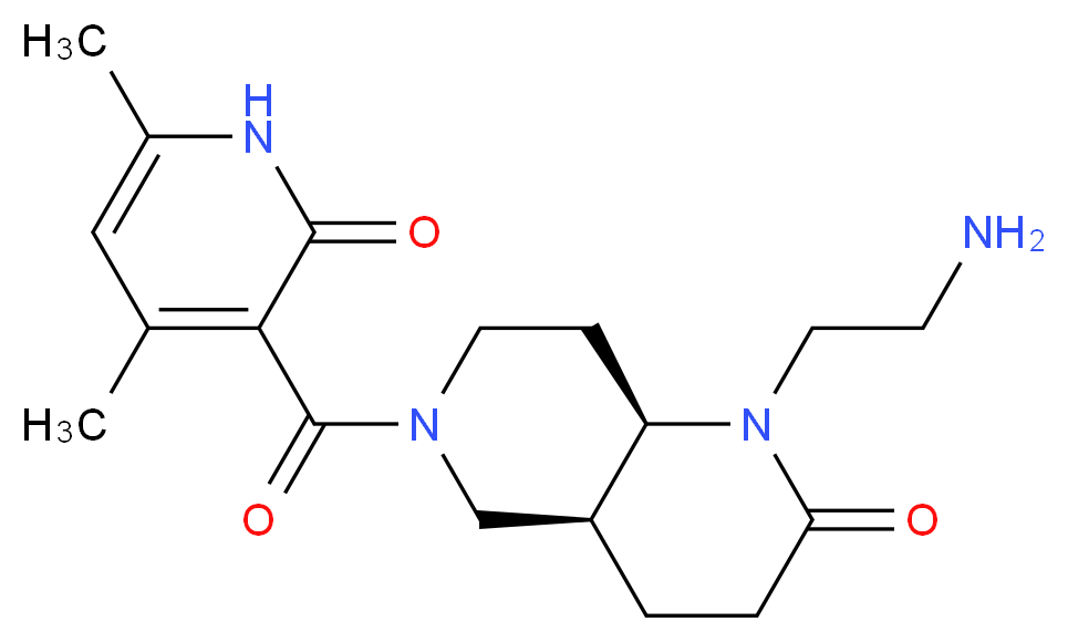 (4aS*,8aR*)-1-(2-aminoethyl)-6-[(4,6-dimethyl-2-oxo-1,2-dihydropyridin-3-yl)carbonyl]octahydro-1,6-naphthyridin-2(1H)-one_分子结构_CAS_)