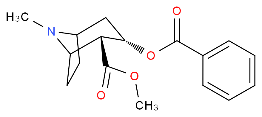 methyl (2R,3S)-3-(benzoyloxy)-8-methyl-8-azabicyclo[3.2.1]octane-2-carboxylate_分子结构_CAS_50-36-2