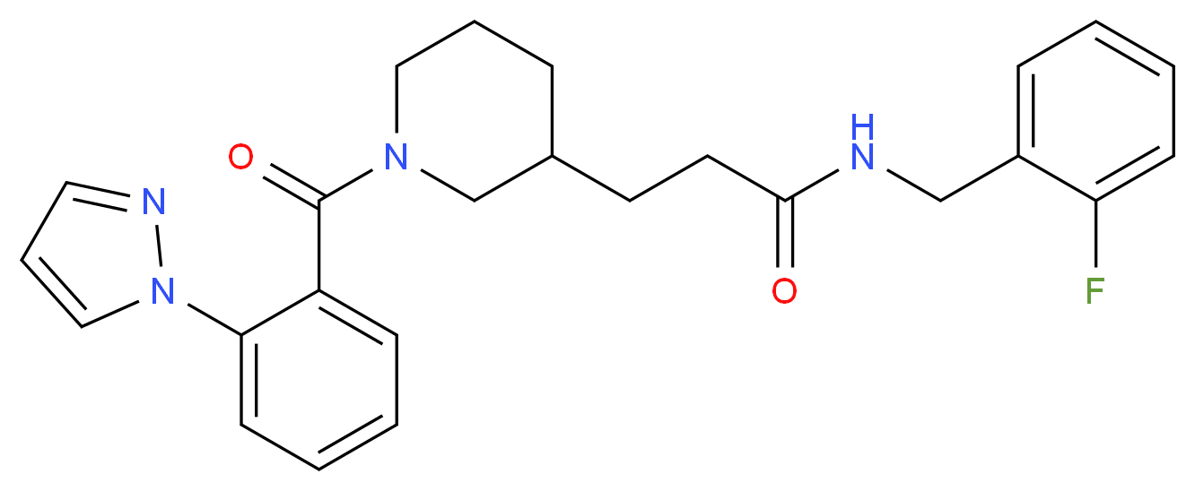 N-(2-fluorobenzyl)-3-{1-[2-(1H-pyrazol-1-yl)benzoyl]-3-piperidinyl}propanamide_分子结构_CAS_)