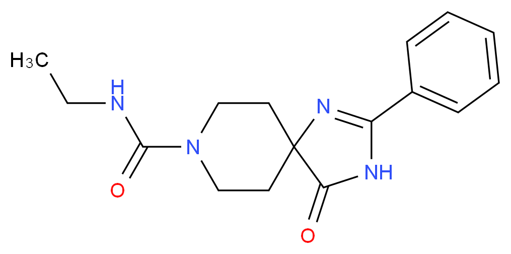 N-ethyl-4-oxo-2-phenyl-1,3,8-triazaspiro[4.5]dec-1-ene-8-carboxamide_分子结构_CAS_)