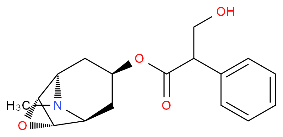 (1R,2R,4S,5S,7S)-9-methyl-3-oxa-9-azatricyclo[3.3.1.0<sup>2</sup>,<sup>4</sup>]nonan-7-yl 3-hydroxy-2-phenylpropanoate_分子结构_CAS_51-34-3